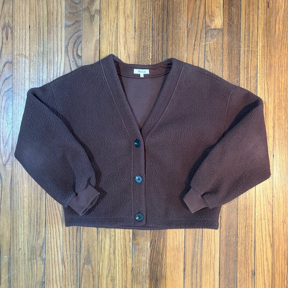 Madewell (Re)sourced Fleece Crop Cardigan - Size Medium